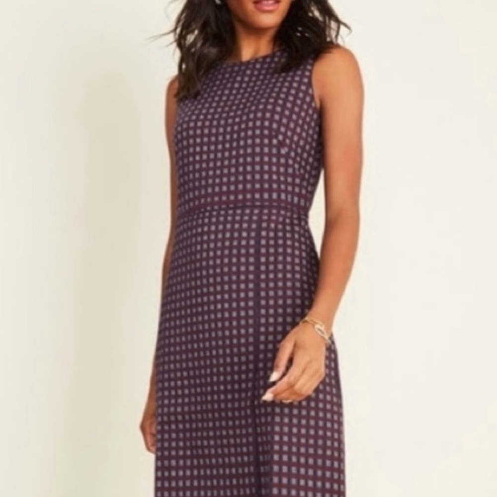Ann Taylor Checked overlap A-line Dress NWT